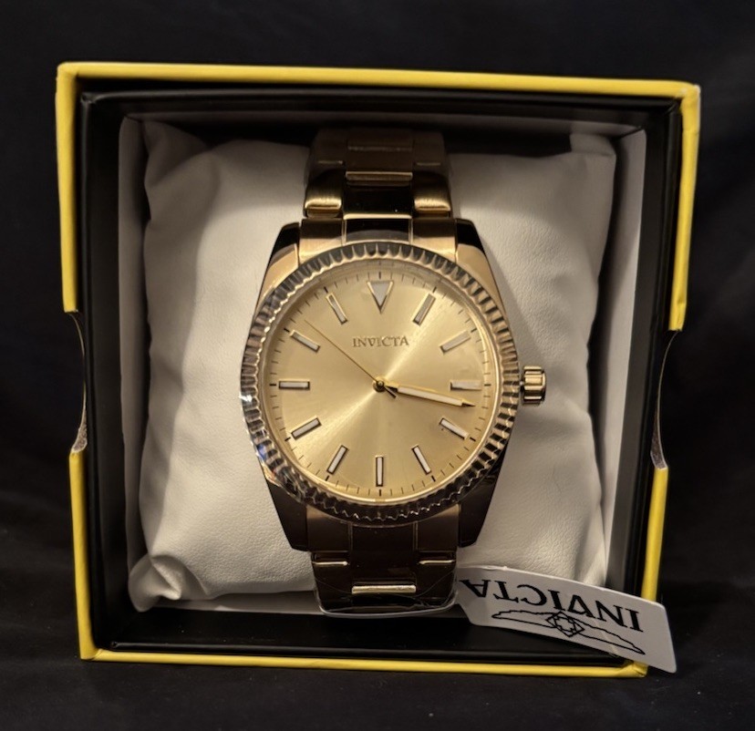 Invicta Celestial Langdon Men’s 40mm Gold Tone Quartz Watch 30m w/ Box