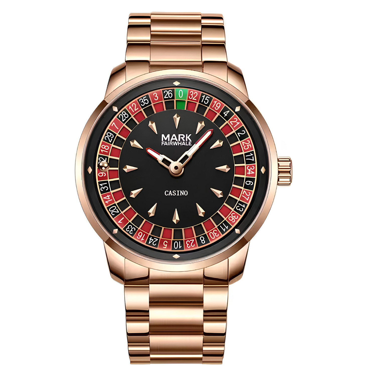 Casino Roulette Watch Mens Quartz Rotating Dial Luxury Wristwatch Rose Gold Plus