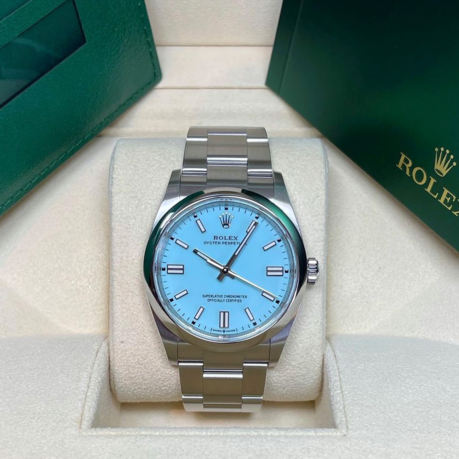 Unworn 2024 Rolex OP 36 Turquoise Blue Dial 36mm Oystersteel 126000-0006