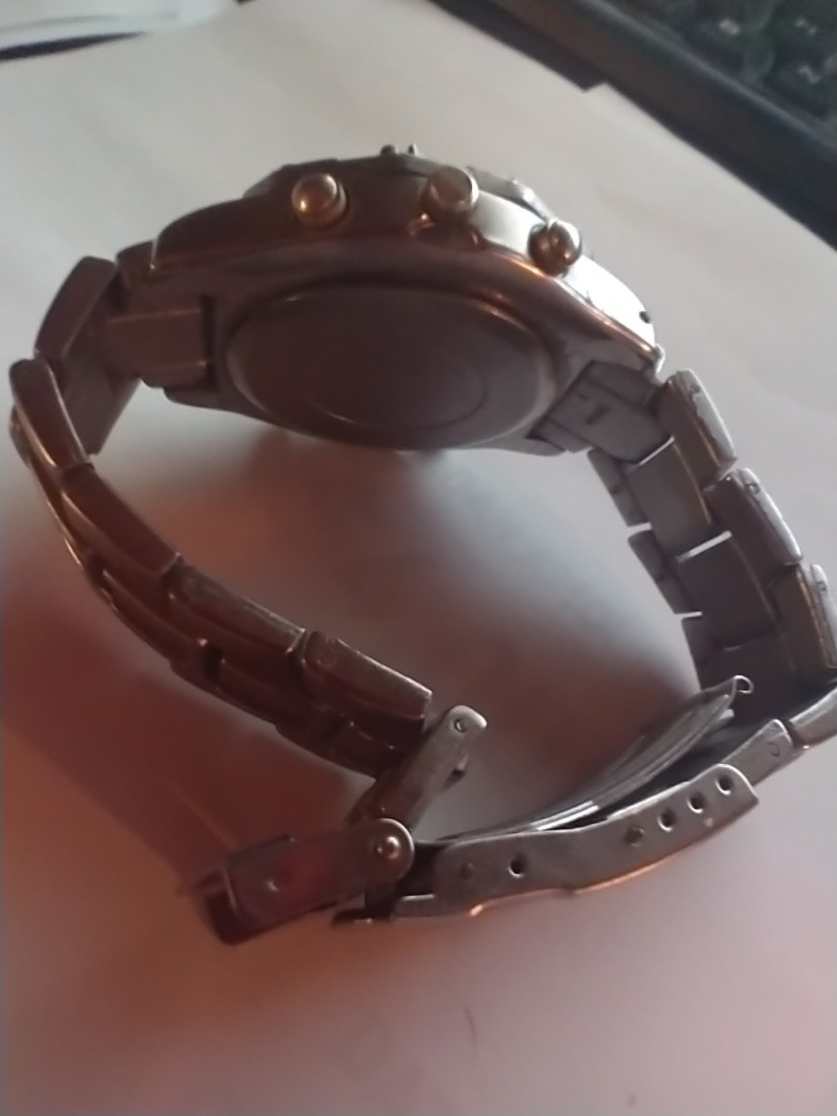 Titanium Men’s 2-ToneChronographAnalog Watch Black Dial Metal Bracelet Untested