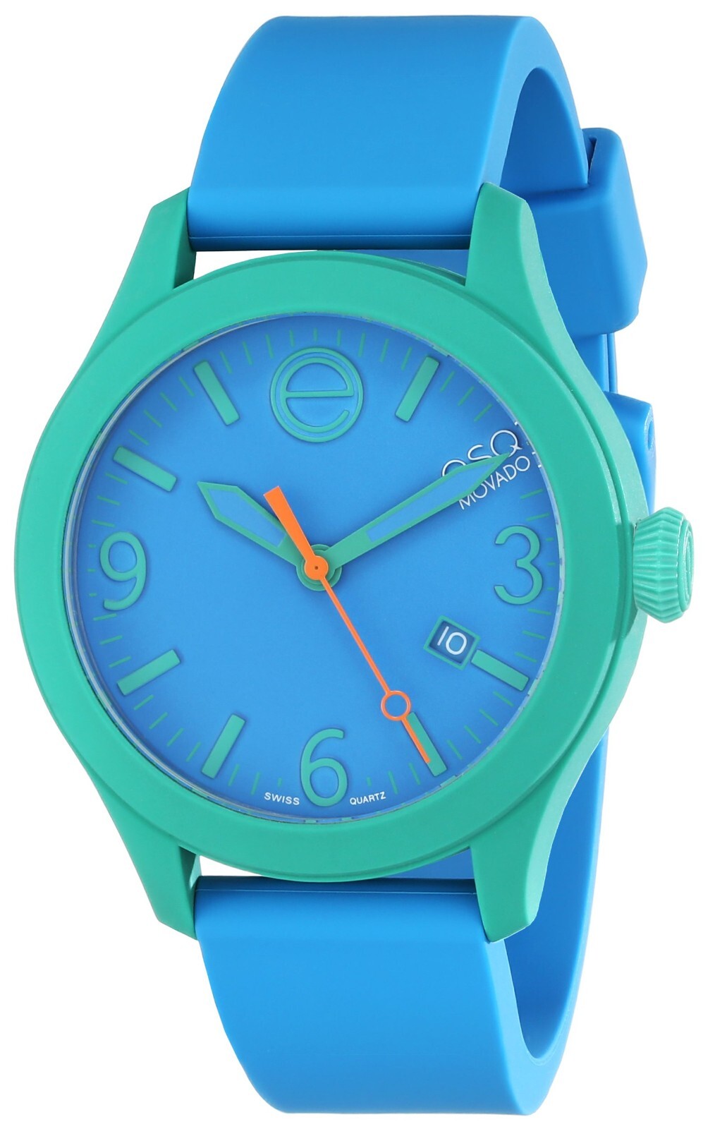 ESQ Movado 07301465 Silicone and Dial Blue Green Case Watch