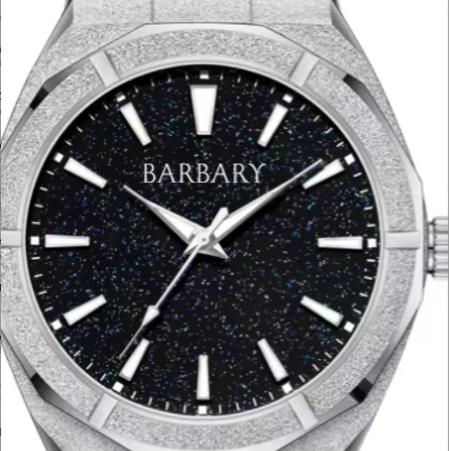 Barbary Luxury Watch, 44 mm, Moissanite Gem over stainless, starry skies, Bling