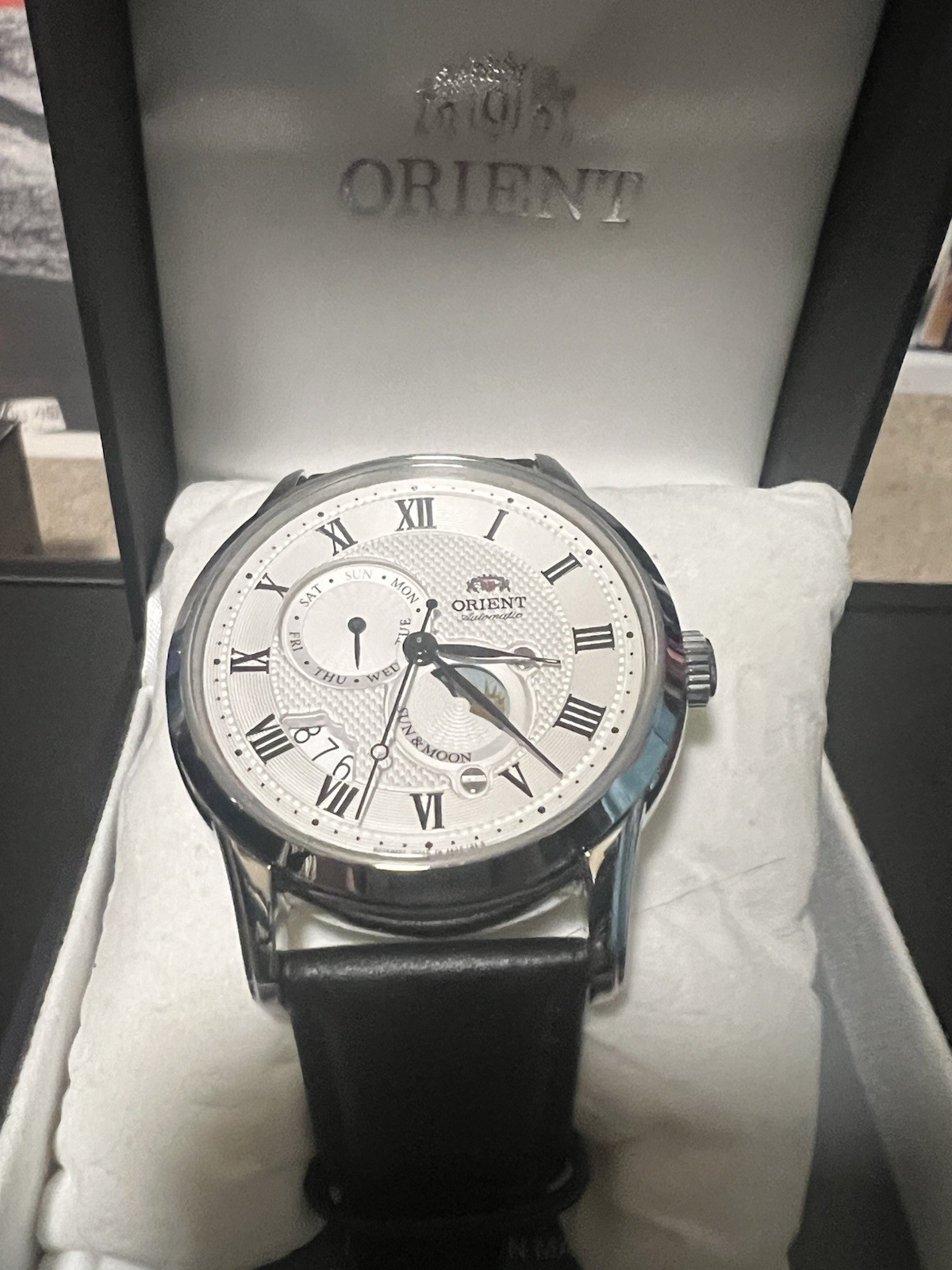 Orient Classic Sun And Moon Automatic White Dial Men’s Watch 50M RA-AK0008S10B
