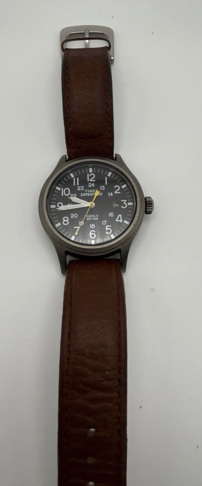 Timex Expedition Quartz Black Dial Date 50m Brown Leather Strap 40mm Watch