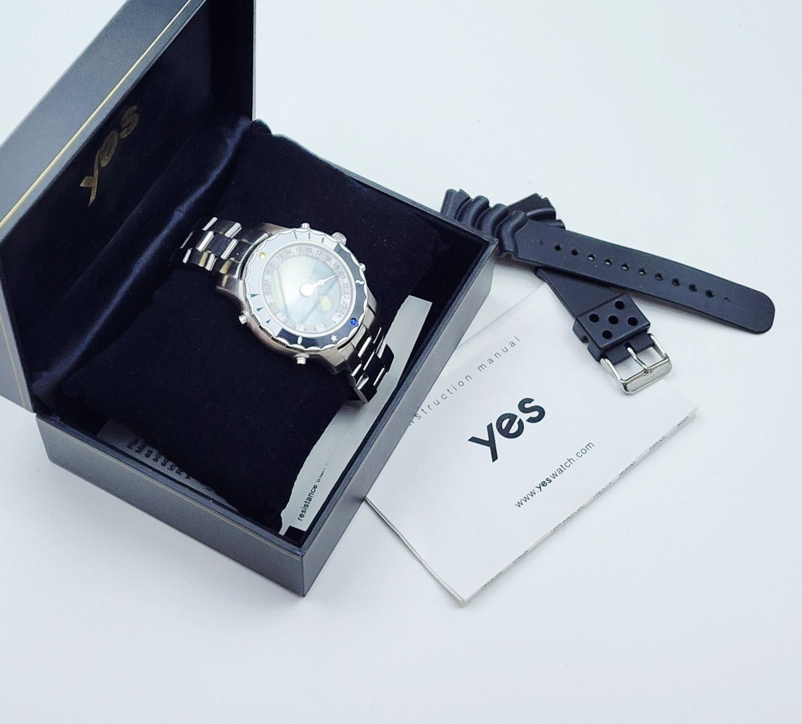 Men MOONPHASE ANALOG-DIGITAL Watch YES “Solstice”. Sunset/Sunrise. Alarm. In BOX