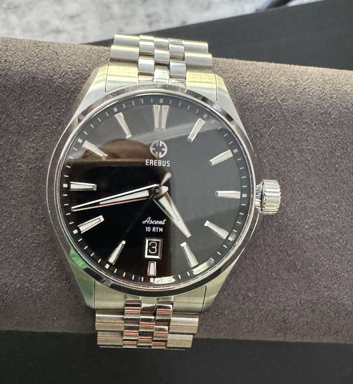Erebus Ascent 41mm Automatic 100m Black Dial Stainless Bracelet Box Papers
