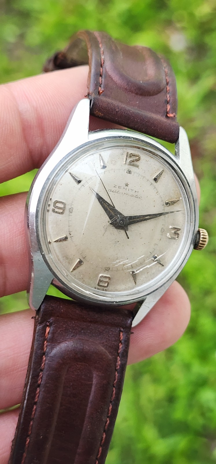VINTAGE 1950’S ZENITH AUTOMATIC BUMPER S STEEL MEN’S 35mm SWISS WATCH CAL 133.8