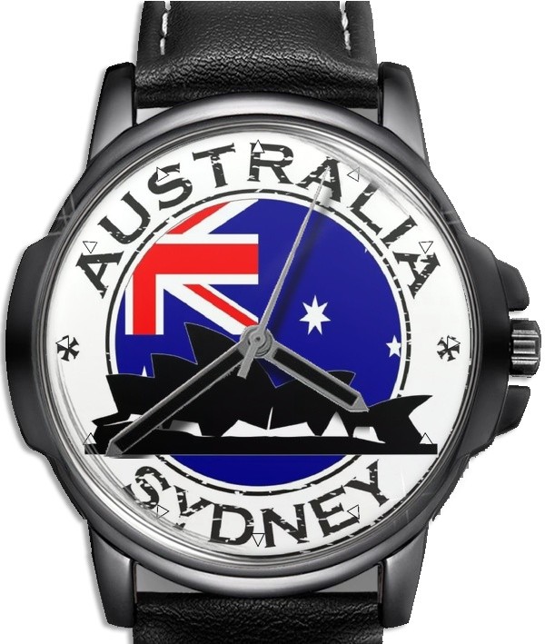 Australia Sydney Flag Leather Strap Big Dial Gift Wrist Watch