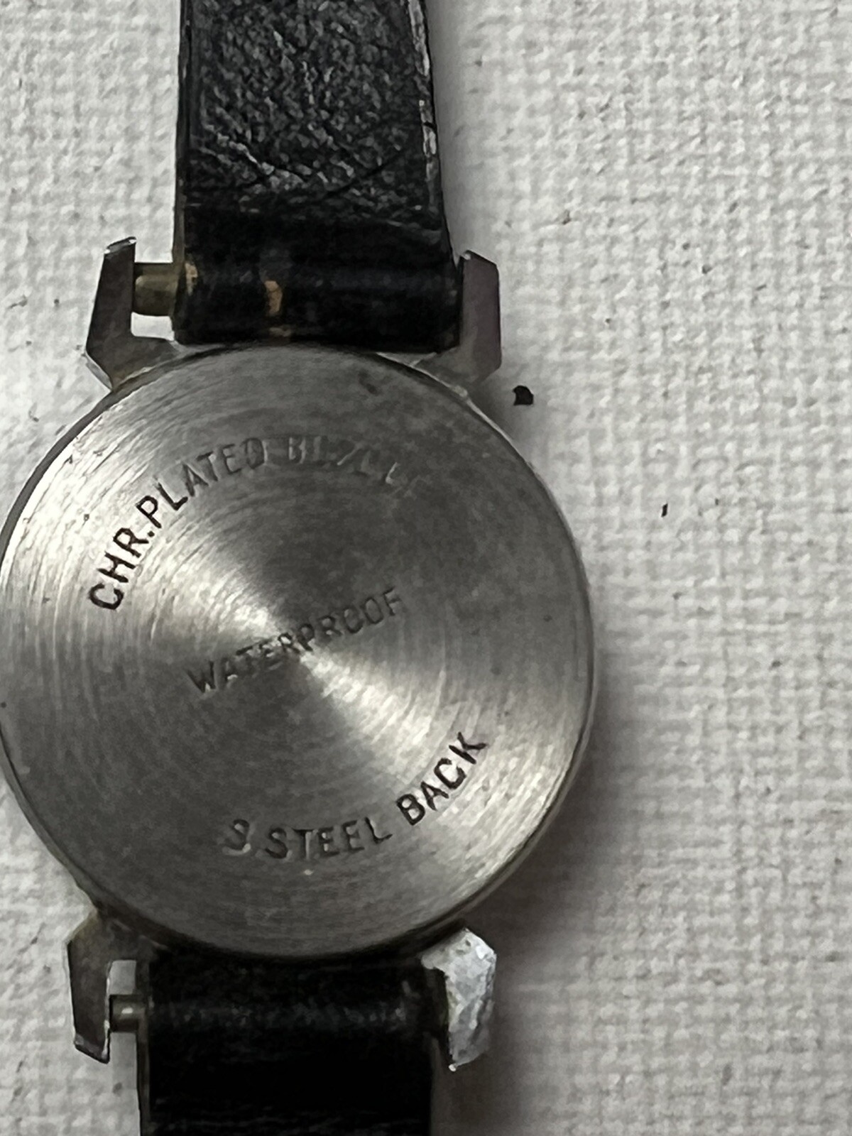 Vintage Timex Watch Chrome Plated Bezel Leather Bracelet Caravelle