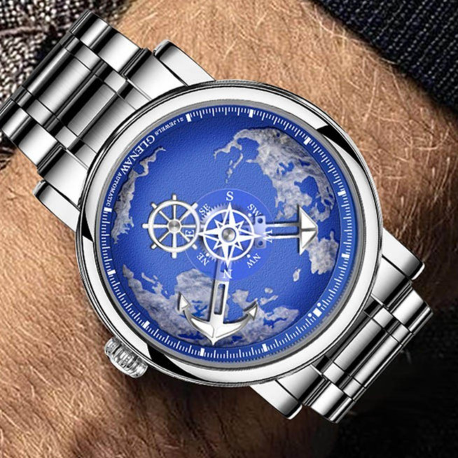 GLENAW Men’s Automatic Mechanical Watch Navigator Series Earth Dial Luminous
