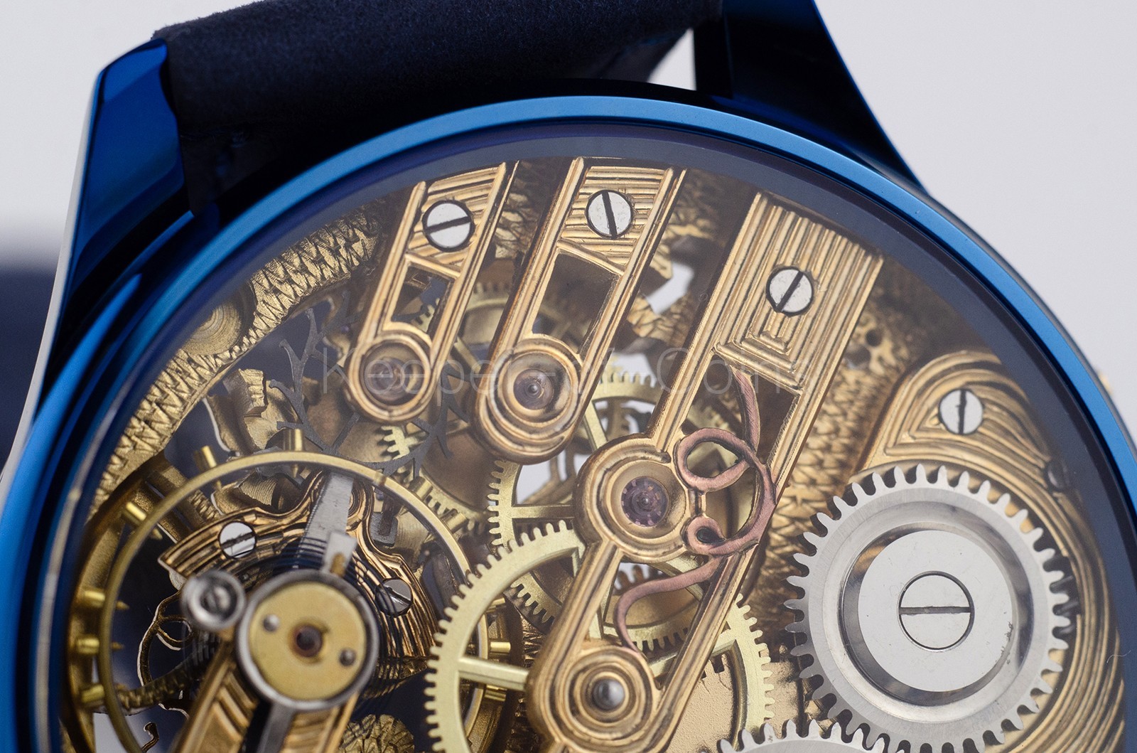 SWISS MOVEMENT SKELETON “GRAPE” ENGRAVED WRISTWATCH CUSTOM MADE MARRIAGE WATCH
