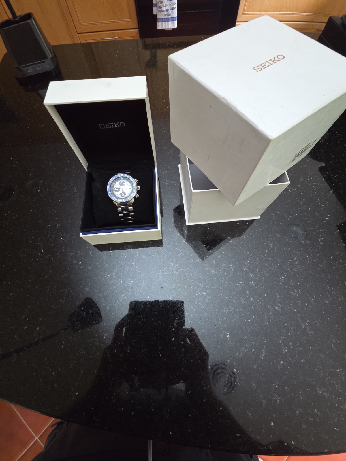 Seiko Flightmaster SNA413 Blue Panda Chronograph 7T62-0EB0 Pilot Watch 200M Rare