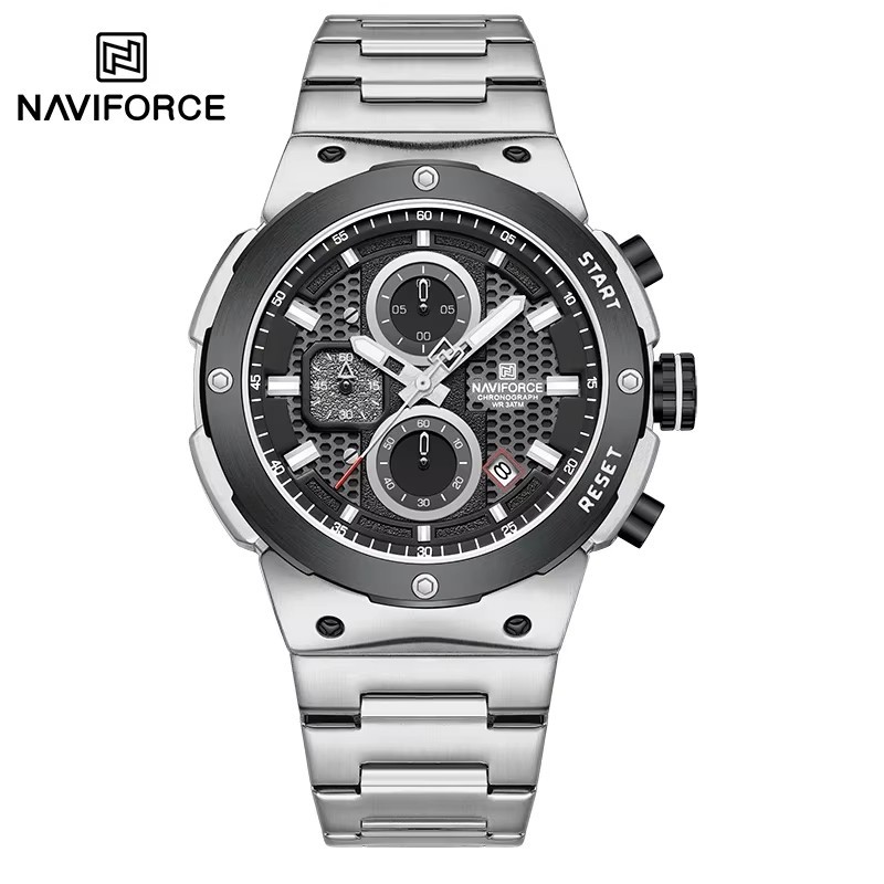 44MM NAVIFORCE Quartz Luxury Men’s Watch 30M Waterproof Diver Stainless NEW