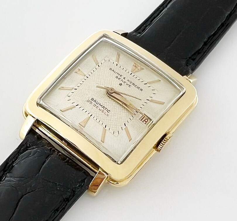Rare – Vintage Baume & Mercier 18K Solid Gold – Fancy dial – Automatic Movement