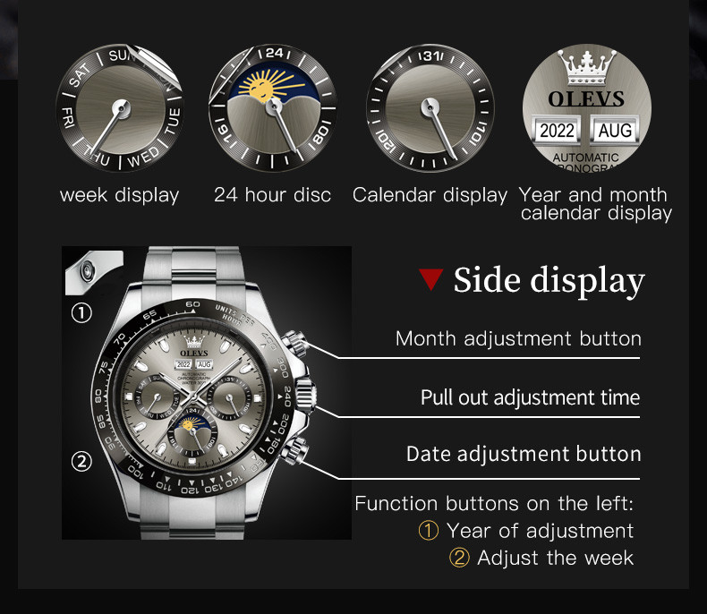 OLEVS Men Automatic Mechanical Luxury Stainless Steel Luminous Waterproof Watch