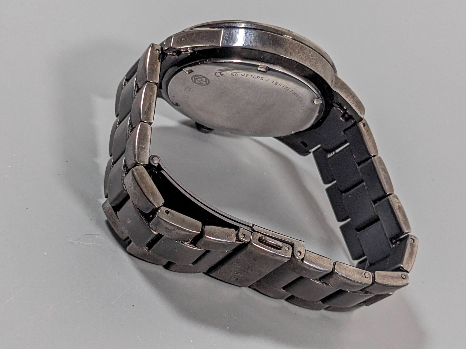 Relic Womans Gray Metallic Dial Round Case Stainless Band Watch 6.75 in Date