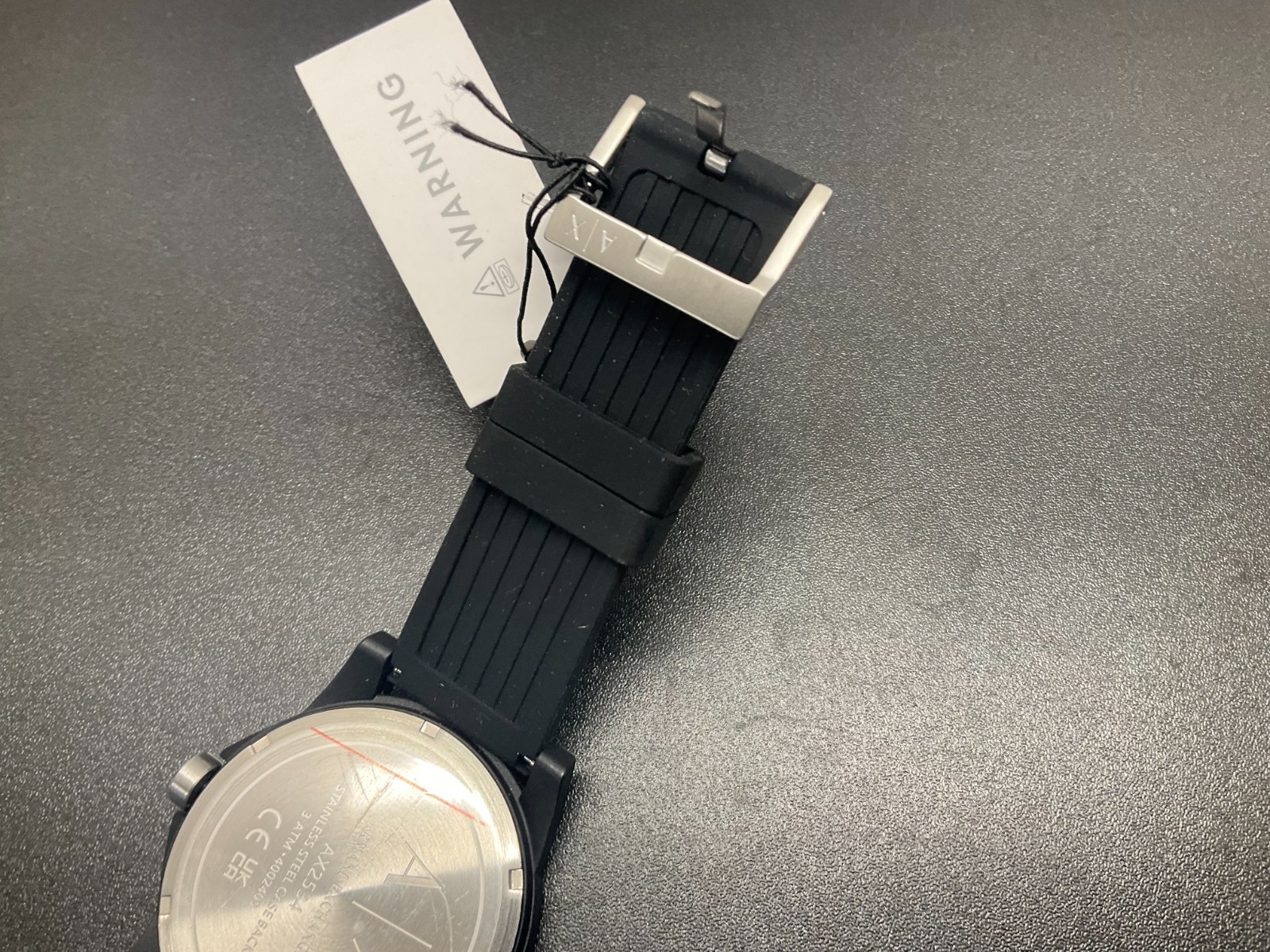 Armani Exchange Three-Hand Black Silicone Watch ax7159