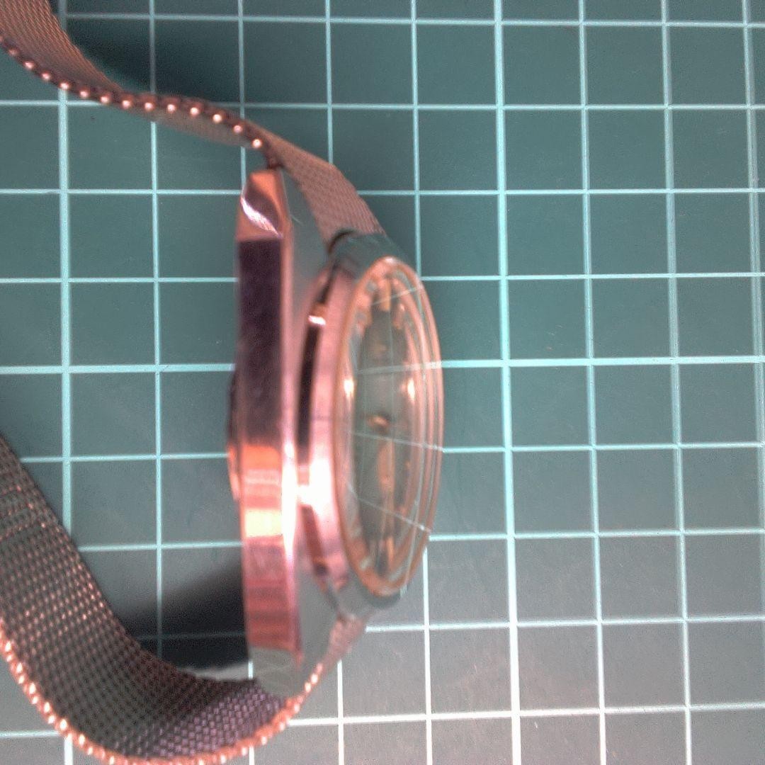 TECHNOS Sky Light Watch Auto Wind Brown Dial Mesh Band Vintage Japan-