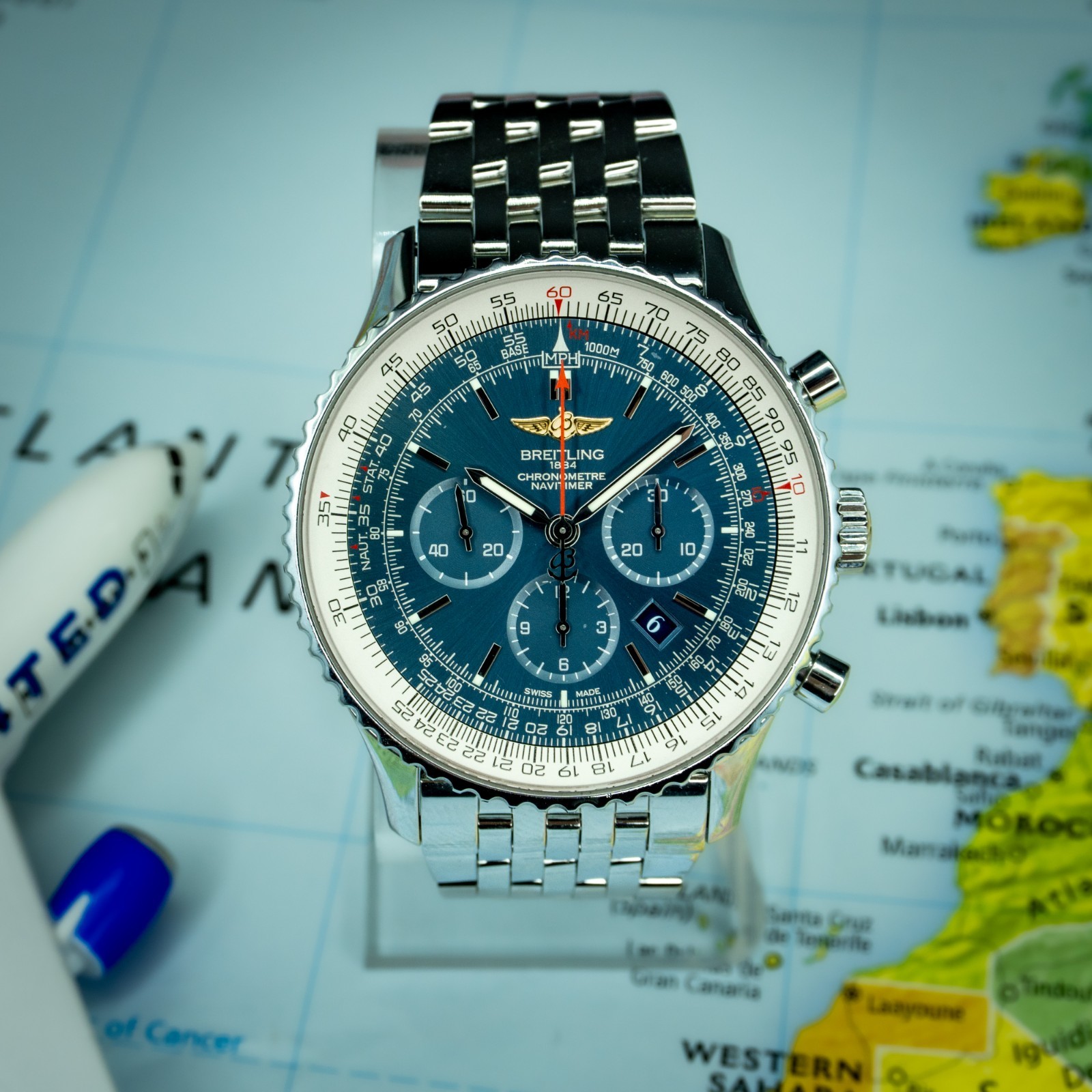 Breitling Navitimer 01 | Ref AB012721/C889 | 46 | Aurora Blue | Steel | Full Set