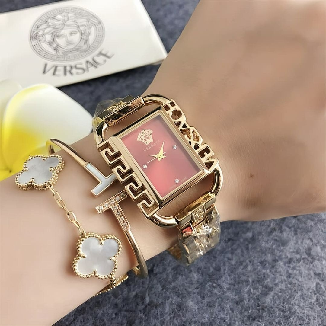 Versace Quartz Watch – Small Square Dial 29mm – Alloy Wristband with Box TaxFree