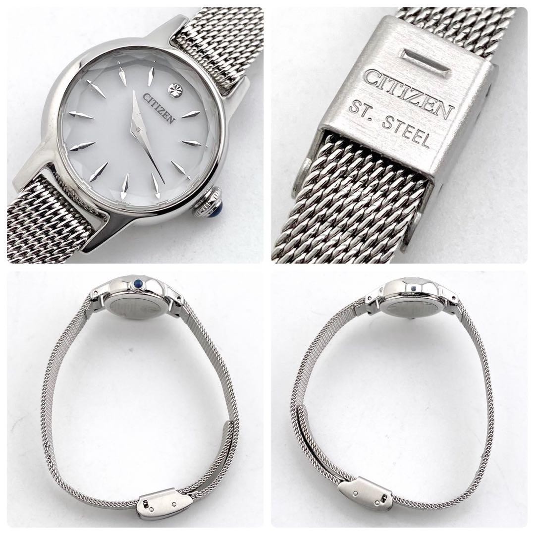 Extremely beautiful item Working Citizen Wristwatch kii Eco Drive Solar Silver