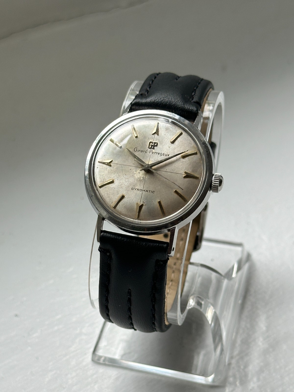 Serviced 1960s Girard Perregaux Gyromatic 6250A Automatic Watch Crosshair Dial