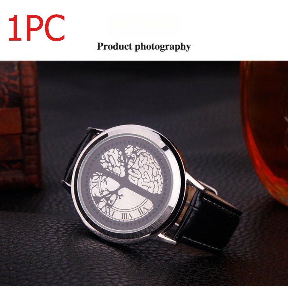 Leather-Strapped Alloy-Cased Stylish Modern Casual Unique Led Touch Screen Watch
