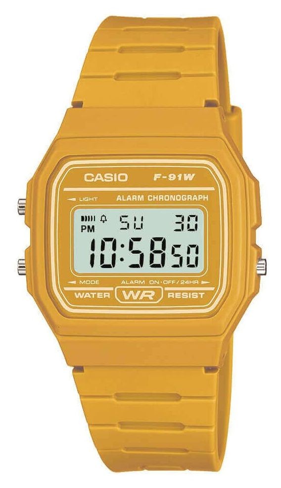 Casio Vintage F-91W (35.2mm) Digital Dial / Mustard Yellow Resin F-91WC-9AEF