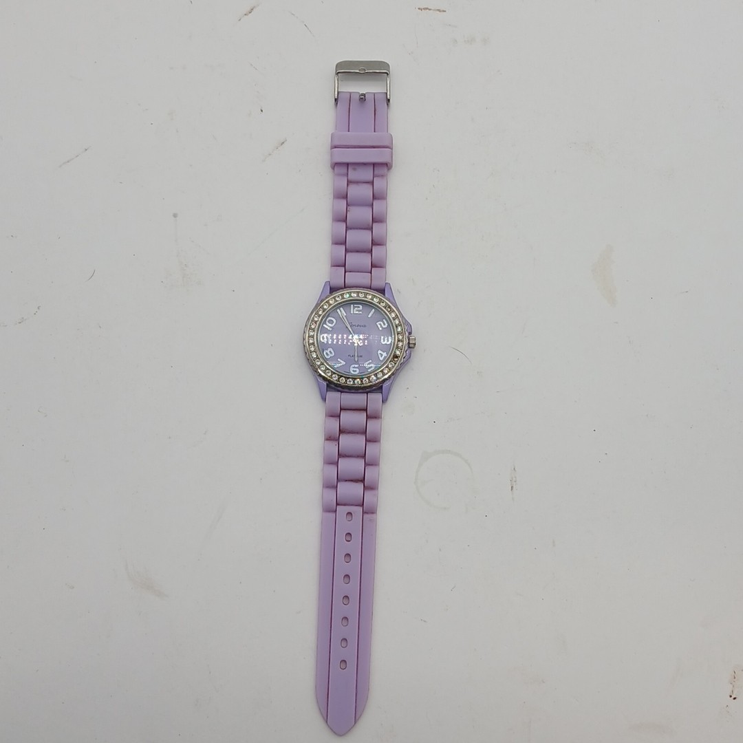 Geneva Ladies Crystal Rhinestone Breast Cancer Awareness Watch Lilac Color