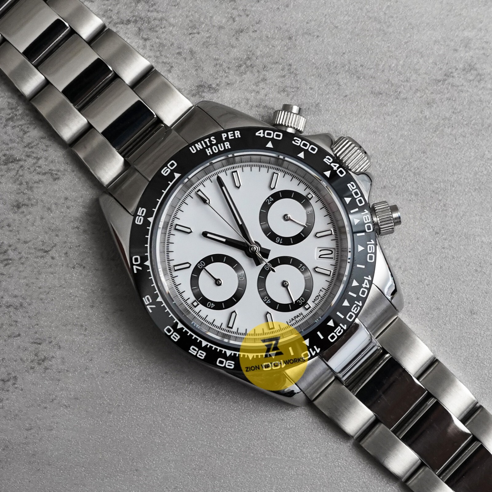 Custom Made 39mm Black White Panda Style Mod Watch w/ VK63 Chronograph Movement