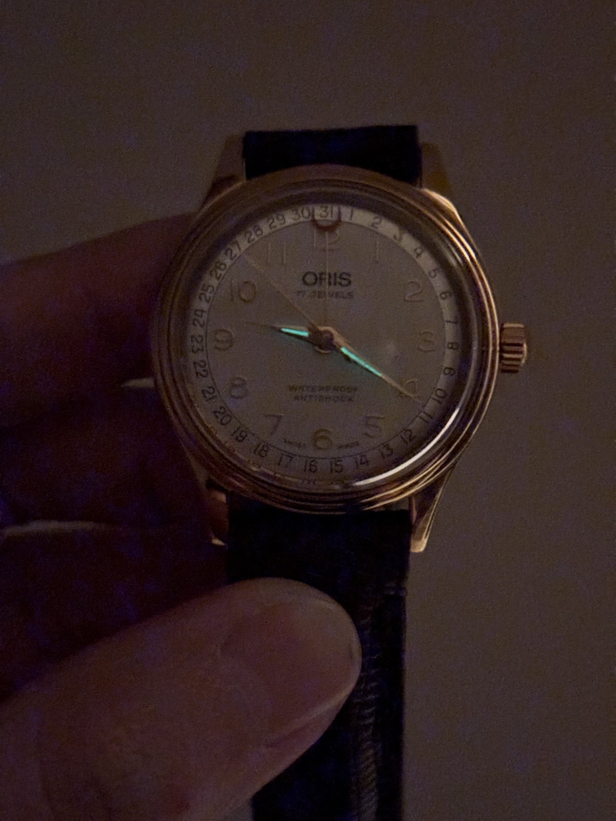 [NEAR MINT] ORIS Pointer Date 302-7285B 17Jewels Manual Gold White Men’s Watch