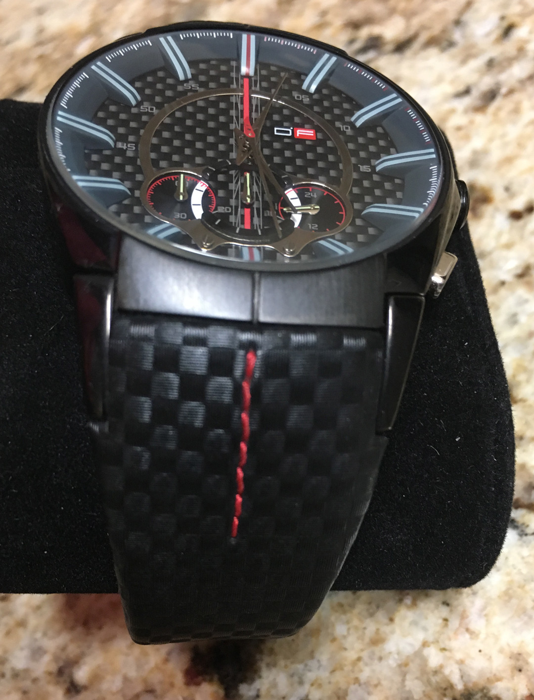 DFactory Men’s DFA017WBB Black Label Chrono Black Dial Leather Watch D.FACTORY