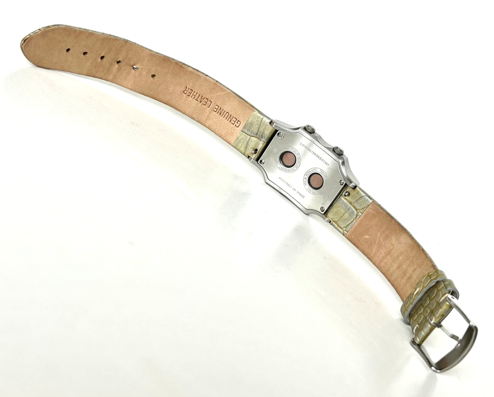 PHILIP STEIN TESLAR WOMENS DUAL TIMEZONE WATCH MOTHER OF PEARL 2 LEATHER BANDS