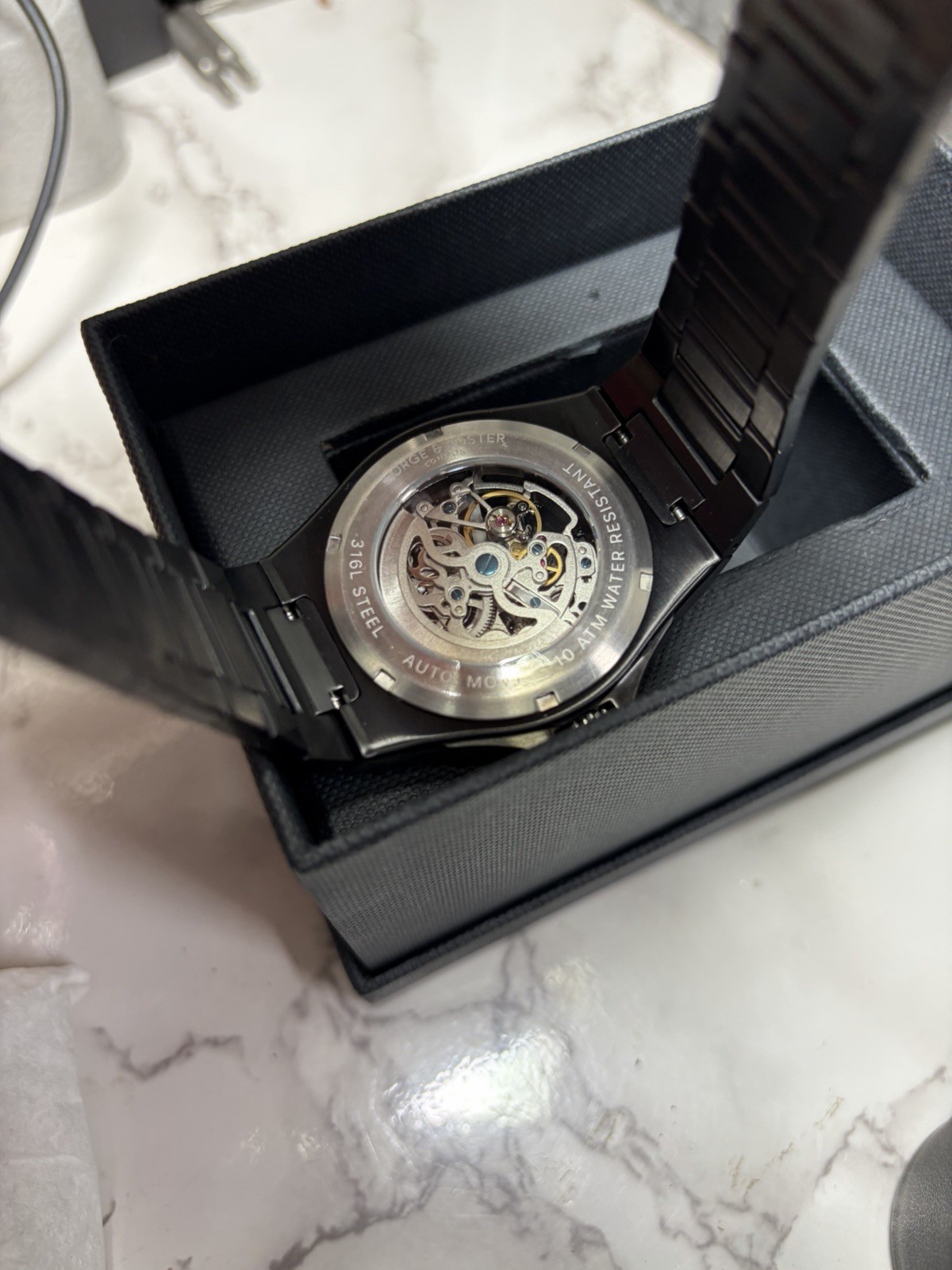 Forge And Foster Mens Skeleton Automatic Watch MATTE BLACK