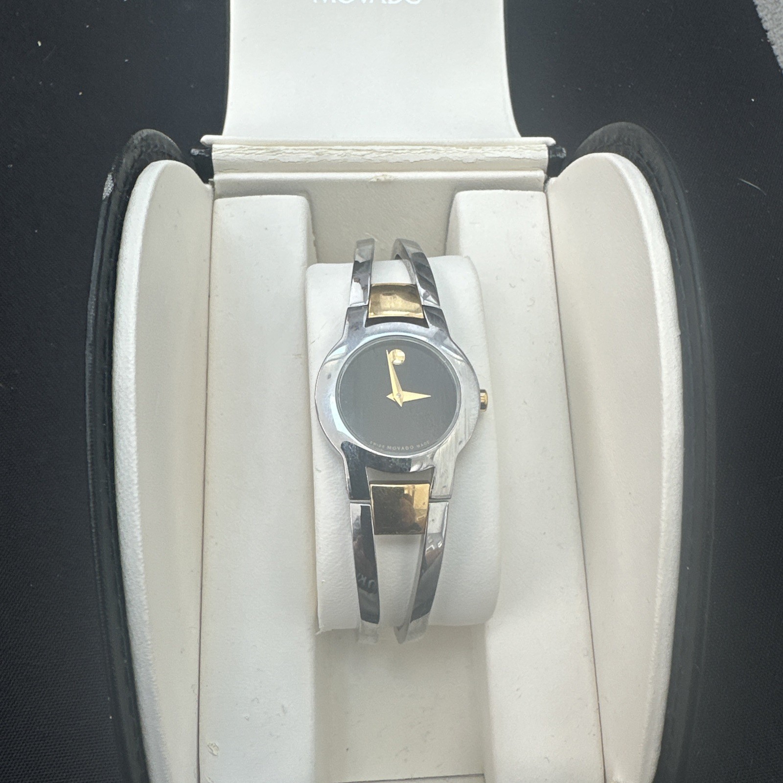 Movado Amorosa Women’s Black Dial Watch 0606893 New Battery