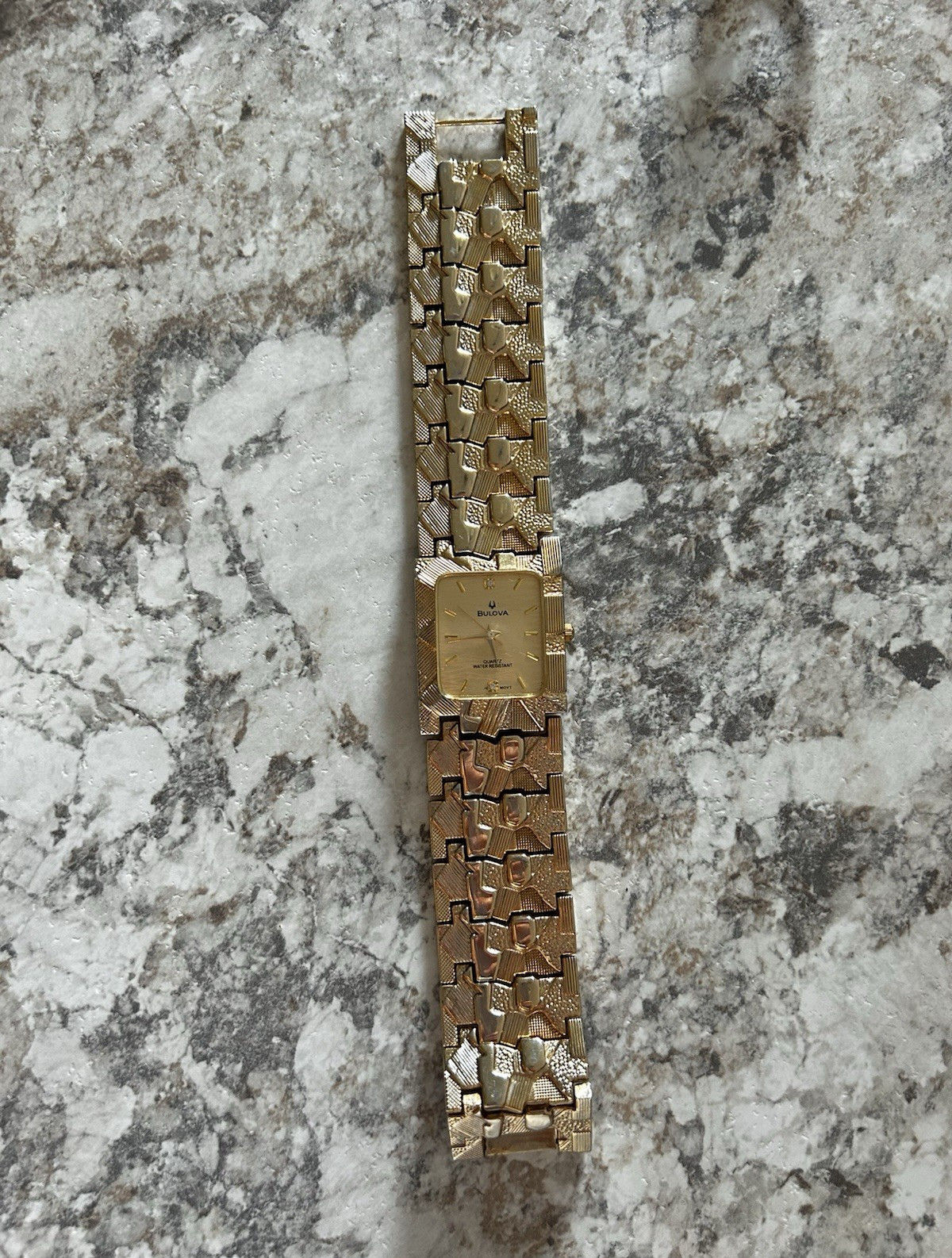 Bulova Women’s Quartz Water-Resistant Two-Tone Bracelet Square Gold Dial
