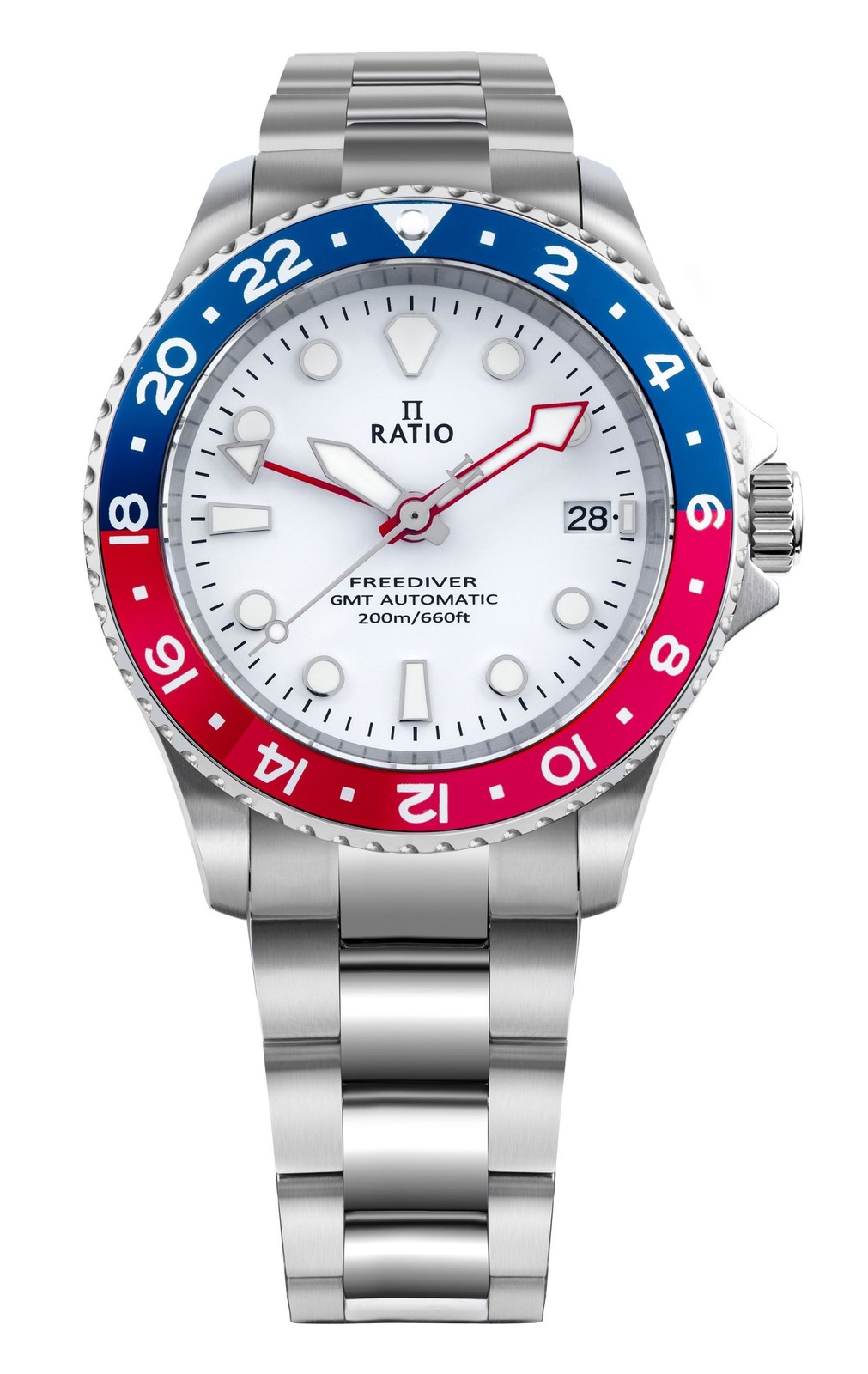Ratio FreeDiver GMT White Dial Automatic Diver’s 200M RTF061 Men’s Watch