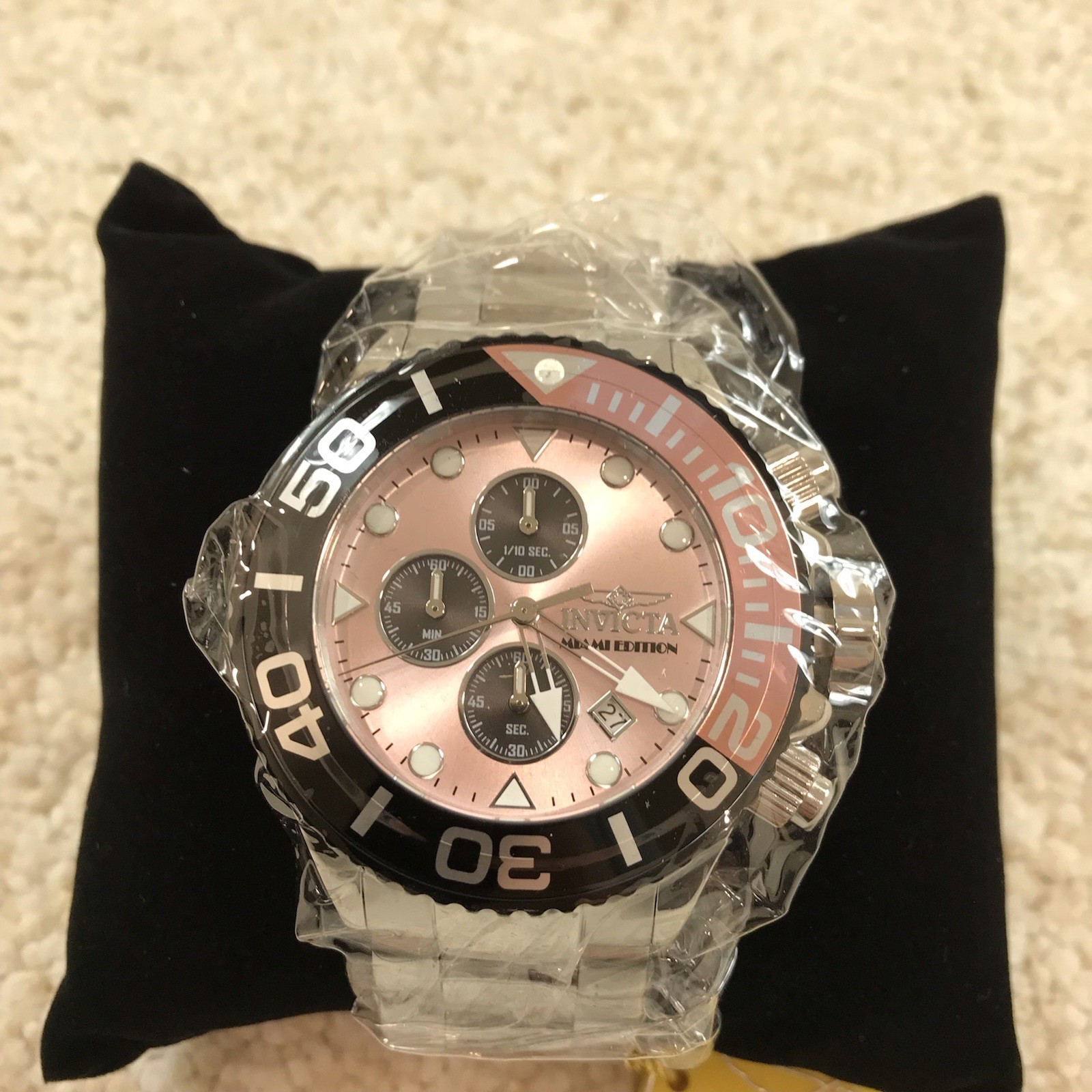 Invicta Grand Diver Mens Watch 52mm Steel 48593 Silver Black Pink New Miami