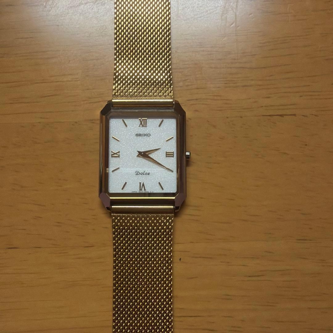 SEIKO Dolce 8N40-5050 Mens Quartz Tungsten Gold Tone Square Watch 26mm