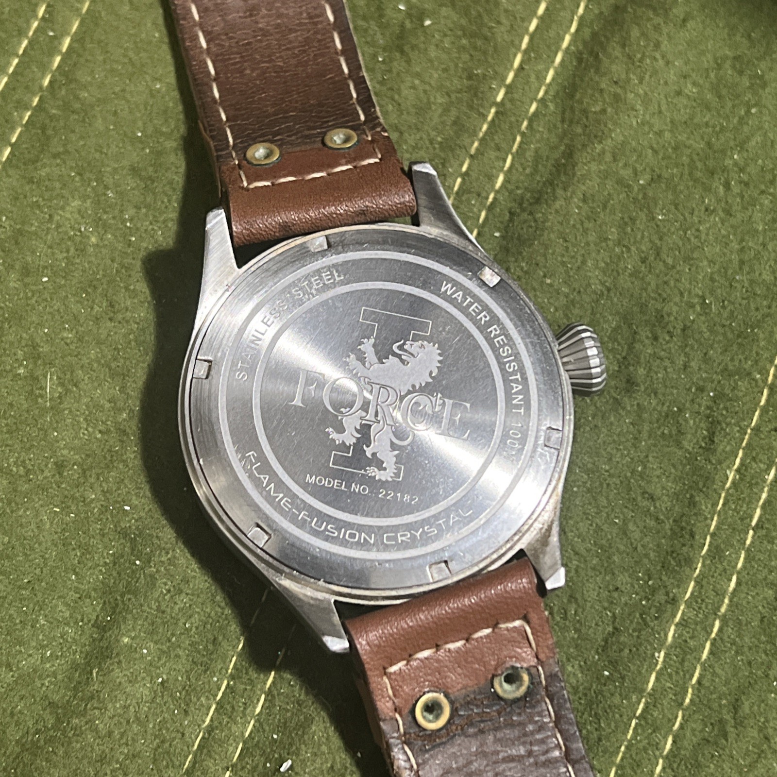 I FORCE Invicta 22182 Men Watch gray Face W/ original Leather Band/Day date RUNS