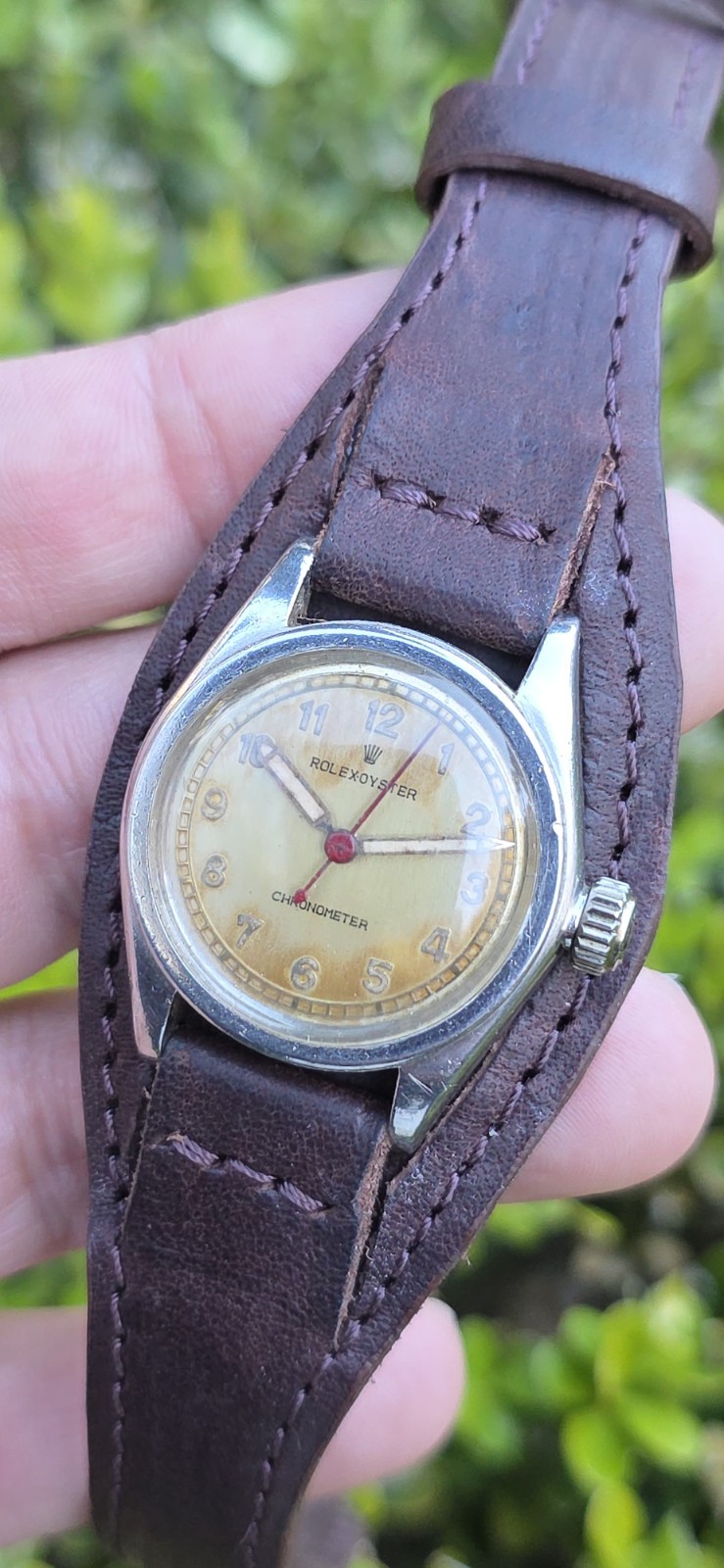 Vintage ROLEX Oyster Chronometer Ref 2595 Military 29mm Patina Dial Manual Watch
