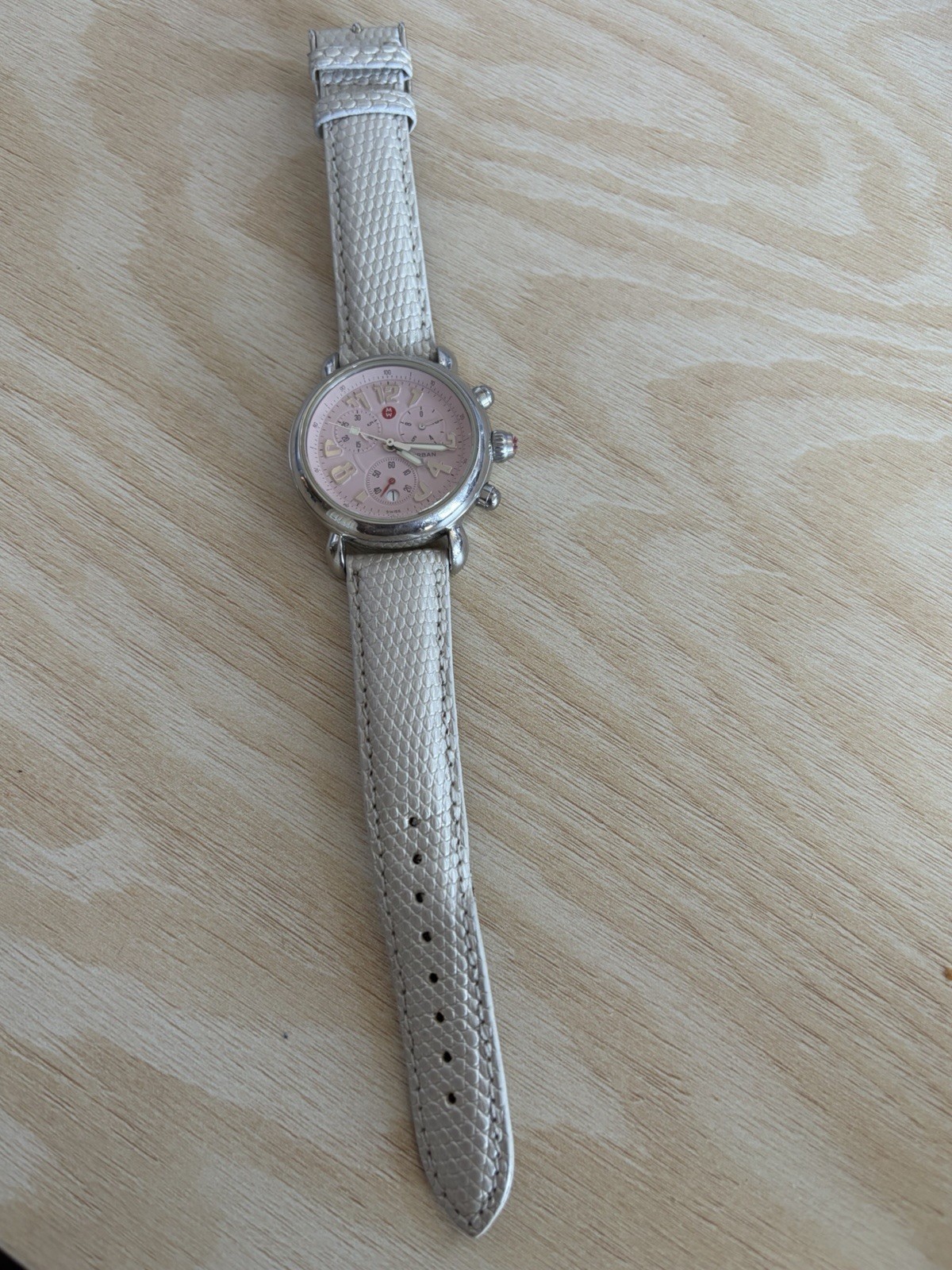 Michele CSX Chronograph, Pink face, Beige strap +2 extra straps