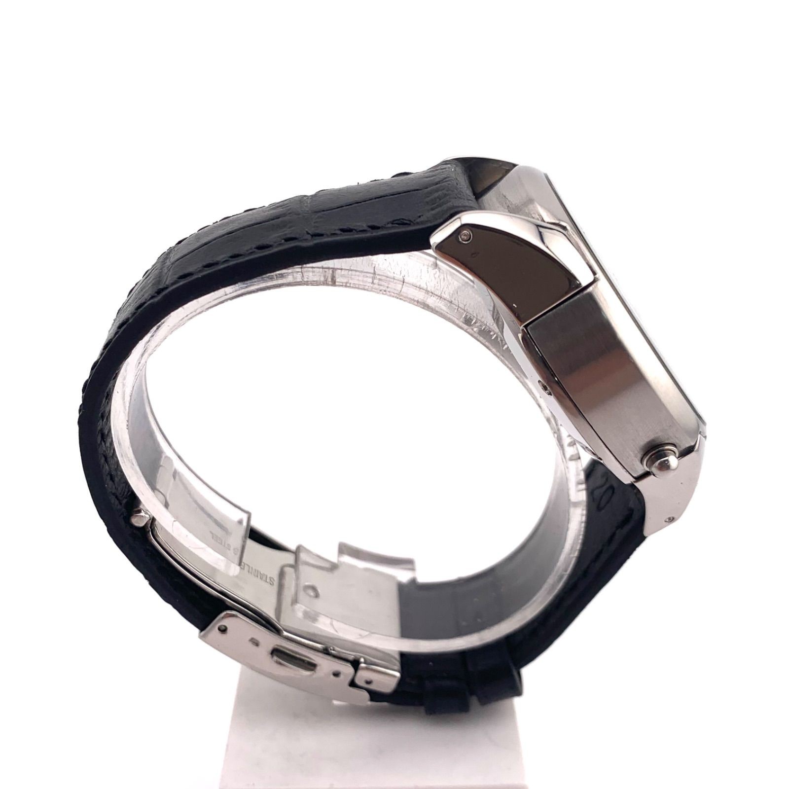 Arbutus Automatic Watch Silver Black Leather Date Day Month From Japan