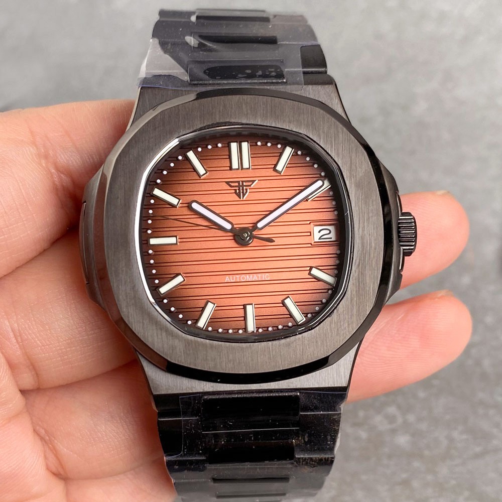 20ATM Tandorio 40mm Black PVD Sapphire Glass Automatic NH35 Movement Men Watch