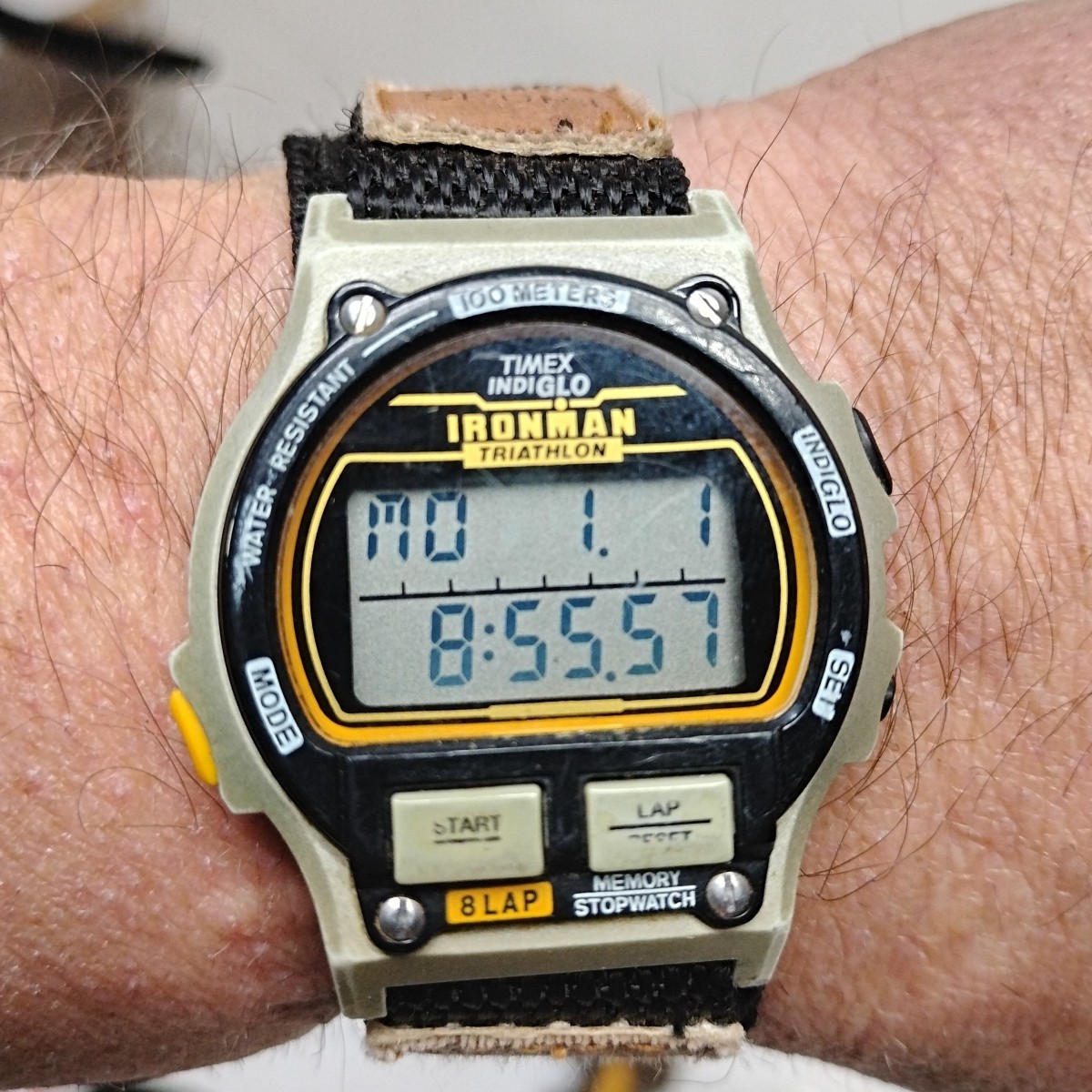 Vtg Timex Ironman Triathlon Watch Men/Women Digital Gray Black Orange Proservice