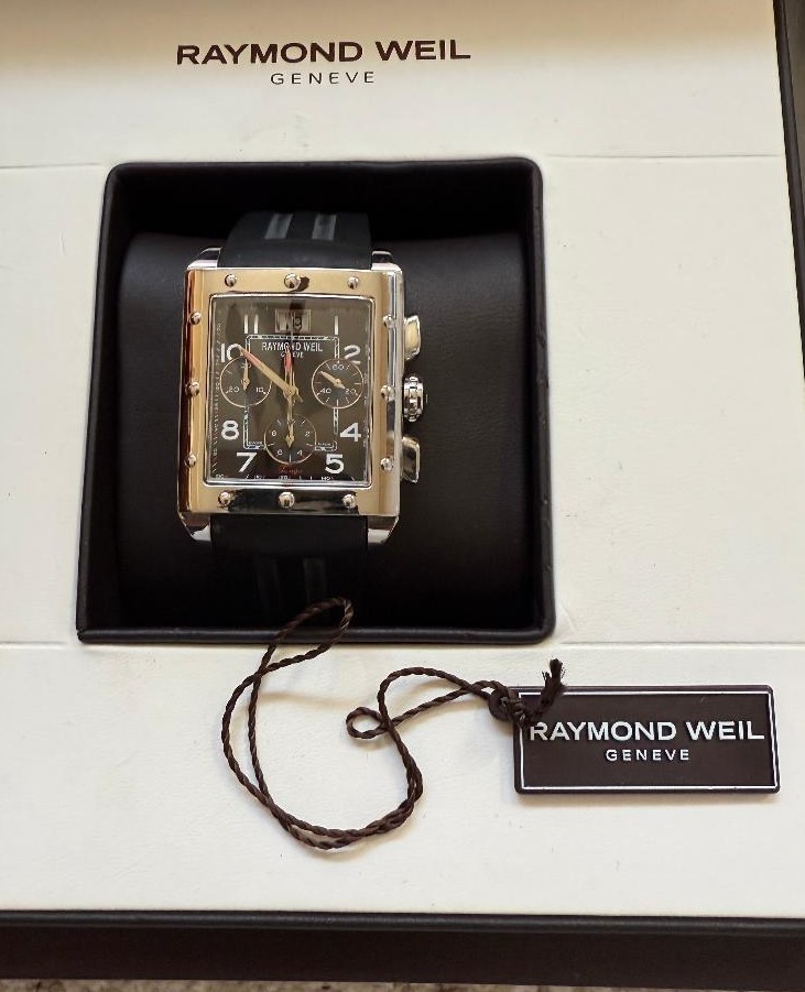 RAYMOND WEIL TANGO CHRONOGRAPH WATCH 4881 WITH RUBBER STRAP / BOX & PAPERS