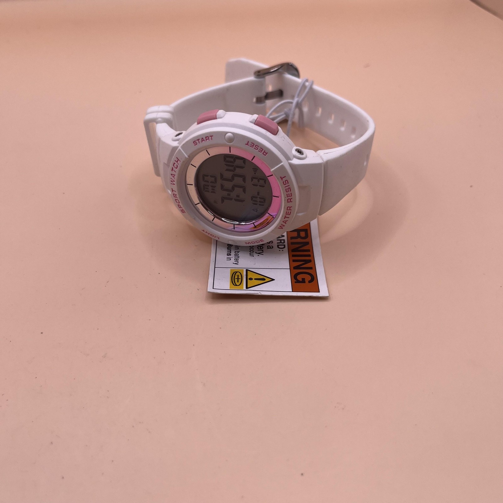 FMD Digital Sport Watch White Pink 100ft Water Resistant Backlight FMD0TT086