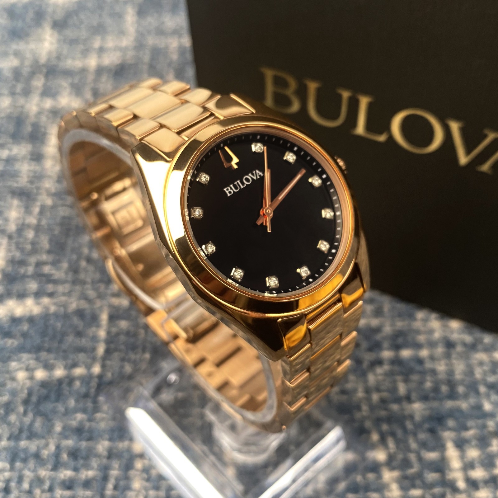 Bulova Surveyor 97P156 Grey Dial Rose Gold Strap Women’s Watch