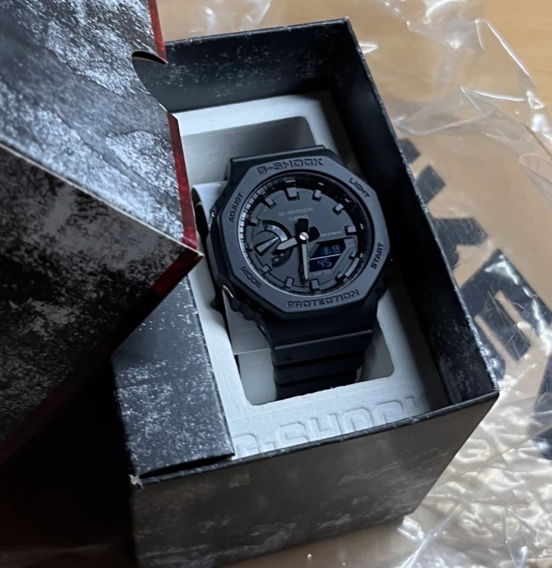Casio G-Shock GA-2100-1A1 CasiOak Blackout Carbon Ana-Digi Thin Watch New Box