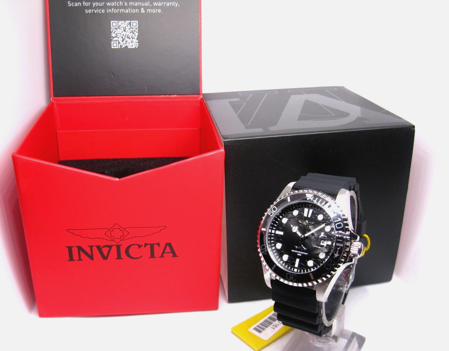 Invicta Pro Diver ‘SHARK’ Black Dial Black Silicone Strap Men’s Watch- 47161